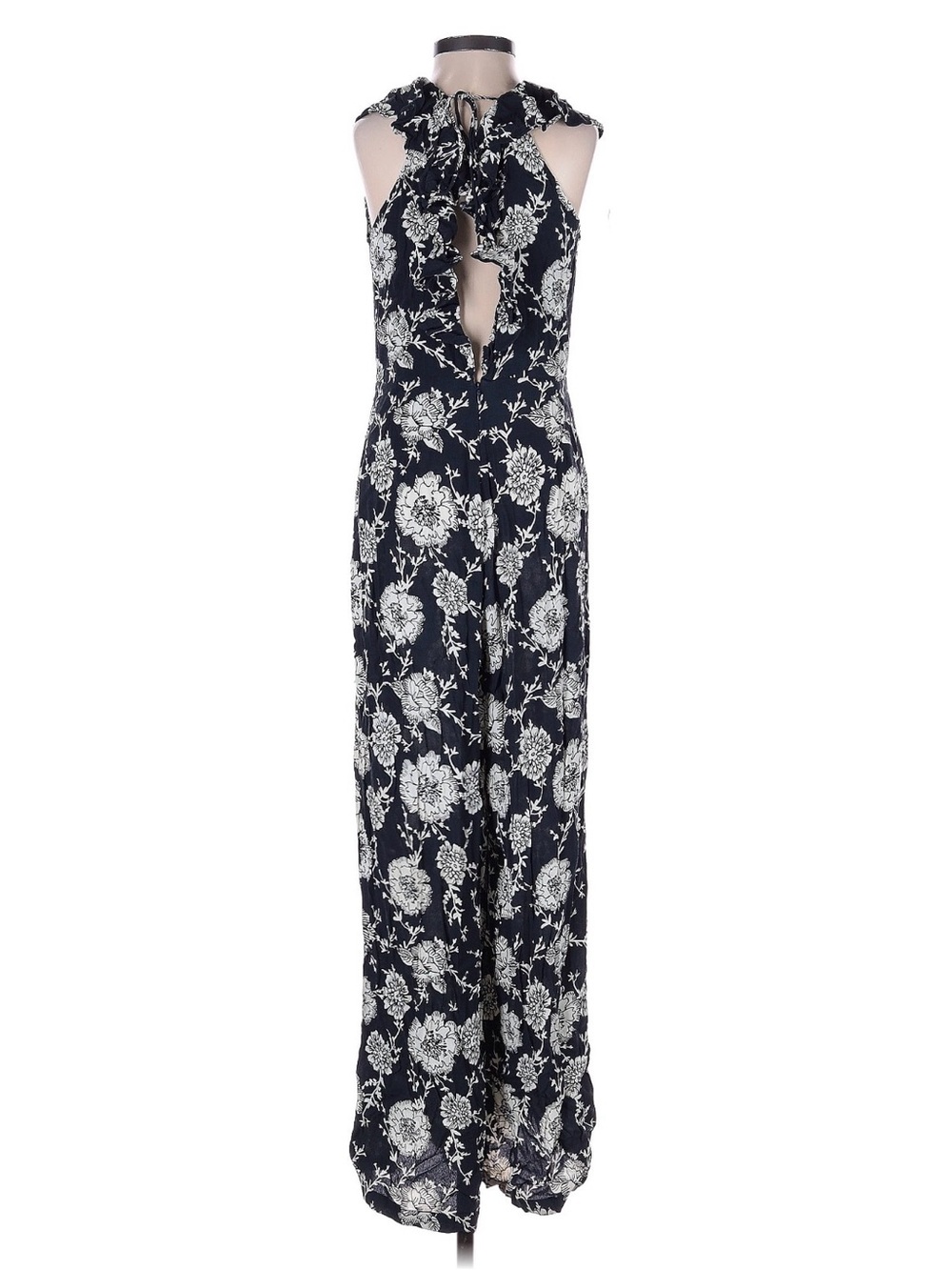 Cleobella Toledo Black and Cream Floral V-Neck Wide-Leg Jumpsuit XS - Picture 6 of 10